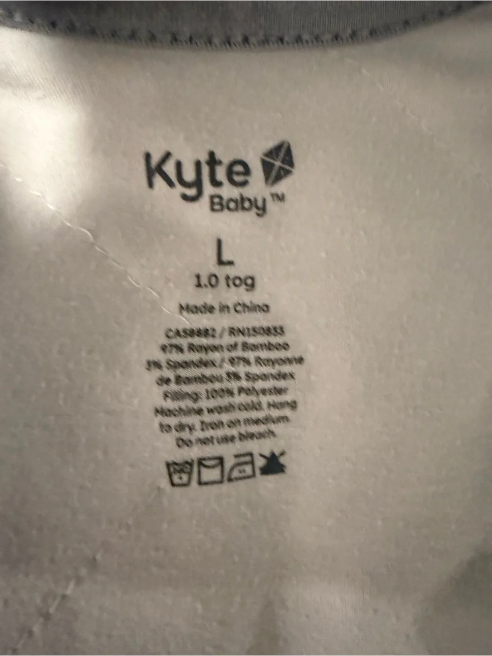 Kyte BABY Grey Sleeveless Sleep Sack. Size Large. 1.0 tog. Non smoking.